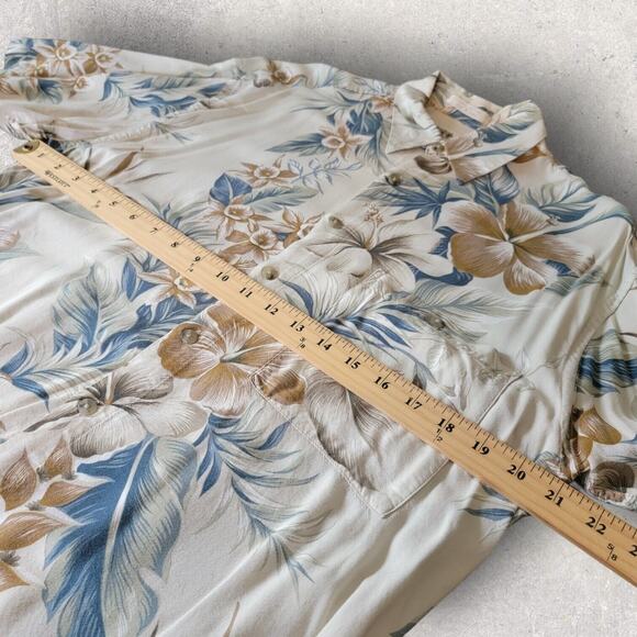 Campia Moda Mens Hawaiian Tropical Floral Camp Shirt M Pocket Short Sleeve - Picture 6 of 6